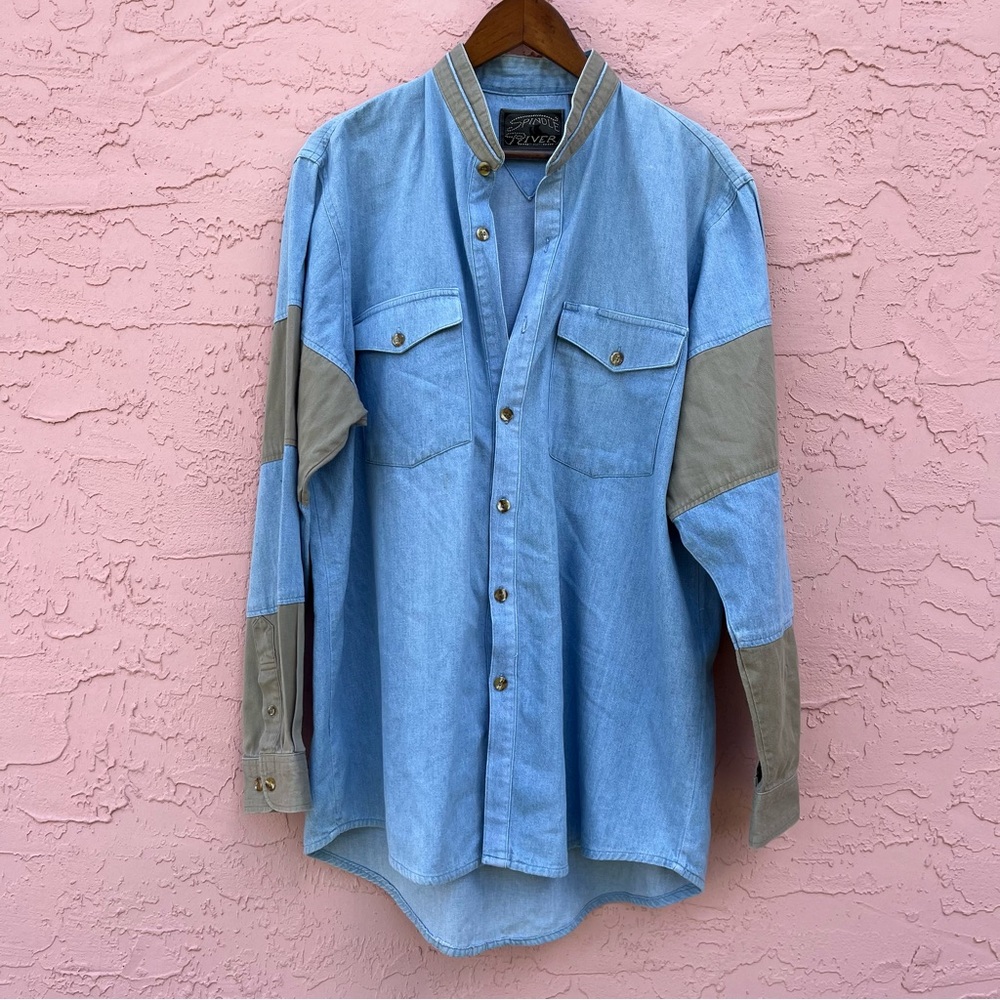 Vintage Spindle River Classics Western Denim Button Up Shirt Cotton Size Large